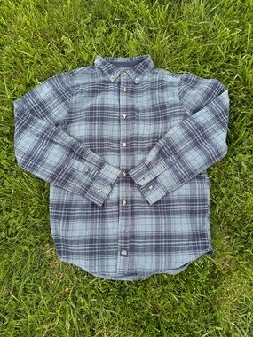Real Work Mens Blue Plaid Button-Up Flannel Shirt XL